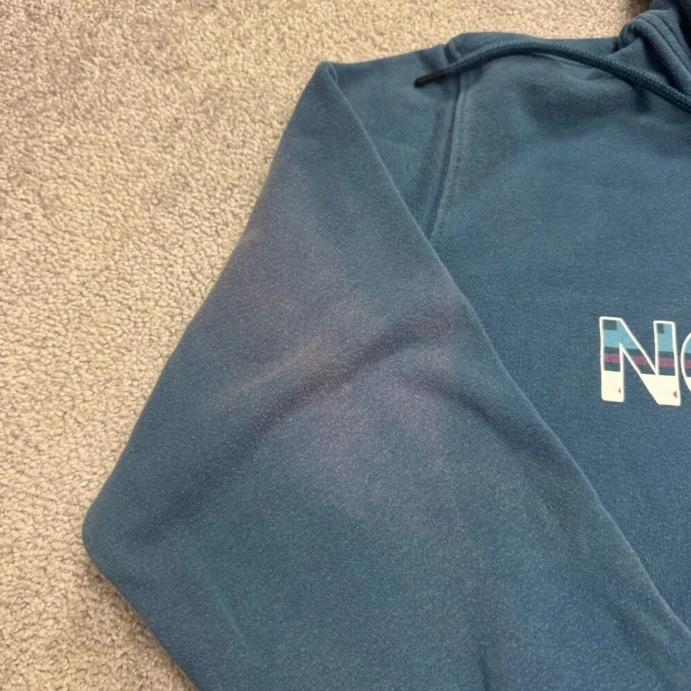 The North Face Aztec Pullover Hoodie Graphic Sweatshirt Mens Large Blue Casual